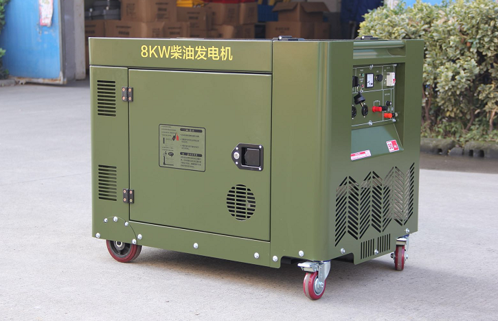 军绿色8kw静音柴油发电机YT8000T可加装全自动